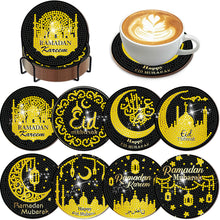 Load image into Gallery viewer, 8Pcs Diamond Painting Coasters Moon Stars Diamond Art Painting Kits for Decor