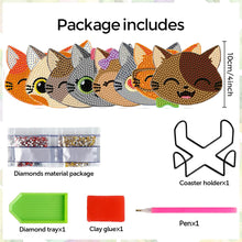 Load image into Gallery viewer, 8Pcs Diamond Painting Coasters Cat Diamond Art Painting Kits for Home Decor