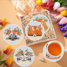 Load image into Gallery viewer, 8Pcs Diamond Painting Coasters Cat and Flower Diamond Art Painting Kits