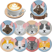 Load image into Gallery viewer, 8Pcs Diamond Painting Coasters Cute Cat Diamond Art Painting Kits for Home Decor