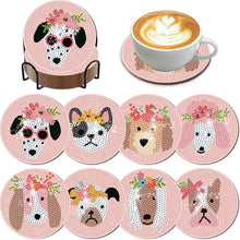 Load image into Gallery viewer, 8Pcs Diamond Painting Coasters Dog and Flower Diamond Art Painting Kits