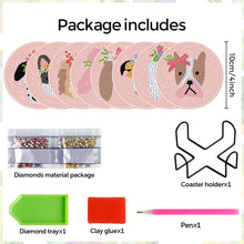 Load image into Gallery viewer, 8Pcs Diamond Painting Coasters Dog and Flower Diamond Art Painting Kits