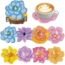 Load image into Gallery viewer, 8Pcs Wooden Flower DIY Diamond Painting Coasters Diamond Dot Kits for Home Decor