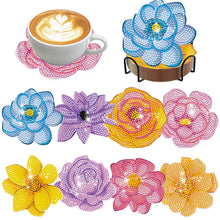 Load image into Gallery viewer, 8Pcs Wooden Flower DIY Diamond Painting Coasters Diamond Dot Kits for Home Decor