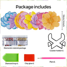 Load image into Gallery viewer, 8Pcs Wooden Flower DIY Diamond Painting Coasters Diamond Dot Kits for Home Decor
