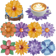 Load image into Gallery viewer, 8Pcs Wooden Flower DIY Diamond Painting Coasters Diamond Dot Kits for Beginners
