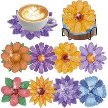 Load image into Gallery viewer, 8Pcs Wooden Flower DIY Diamond Painting Coasters Diamond Dot Kits for Beginners