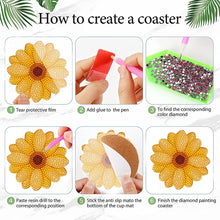 Load image into Gallery viewer, 8Pcs Wooden Flower DIY Diamond Painting Coasters Diamond Dot Kits for Beginners