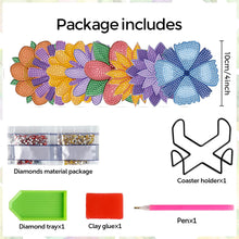 Load image into Gallery viewer, 8Pcs Wooden Flower DIY Diamond Painting Coasters Diamond Dot Kits for Beginners