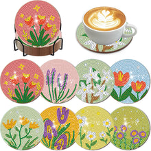 Load image into Gallery viewer, 8Pcs Wooden Bouquet DIY Diamond Painting Coasters Diamond Dot Kits for Beginners