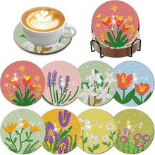 Load image into Gallery viewer, 8Pcs Wooden Bouquet DIY Diamond Painting Coasters Diamond Dot Kits for Beginners