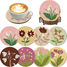 Load image into Gallery viewer, 8Pcs Wooden Bouquet DIY Diamond Painting Coasters Diamond Dot Kits for Beginners