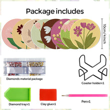 Load image into Gallery viewer, 8Pcs Wooden Bouquet DIY Diamond Painting Coasters Diamond Dot Kits for Beginners