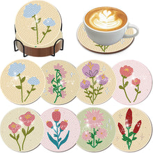 Load image into Gallery viewer, 8Pcs Wooden Bouquet DIY Diamond Painting Coasters Diamond Dot Kits for Beginners