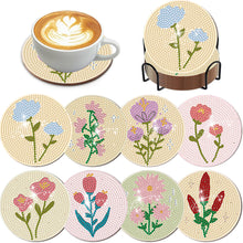Load image into Gallery viewer, 8Pcs Wooden Bouquet DIY Diamond Painting Coasters Diamond Dot Kits for Beginners