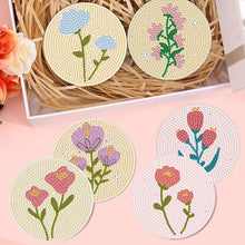 Load image into Gallery viewer, 8Pcs Wooden Bouquet DIY Diamond Painting Coasters Diamond Dot Kits for Beginners