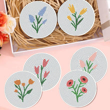Load image into Gallery viewer, 8Pcs Wooden Bouquet DIY Diamond Painting Coasters Diamond Dot Kits for Beginners