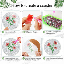 Load image into Gallery viewer, 8Pcs Wooden Bouquet DIY Diamond Painting Coasters Diamond Dot Kits for Beginners