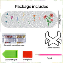 Load image into Gallery viewer, 8Pcs Wooden Bouquet DIY Diamond Painting Coasters Diamond Dot Kits for Beginners