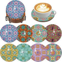 Load image into Gallery viewer, 8Pcs Wooden Pattern DIY Diamond Painting Coasters Diamond Dot Kits for Beginners