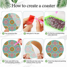 Load image into Gallery viewer, 8Pcs Wooden Pattern DIY Diamond Painting Coasters Diamond Dot Kits for Beginners