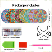 Load image into Gallery viewer, 8Pcs Wooden Pattern DIY Diamond Painting Coasters Diamond Dot Kits for Beginners