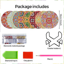 Load image into Gallery viewer, 8Pcs Wooden Pattern DIY Diamond Painting Coasters Diamond Dot Kits for Beginners