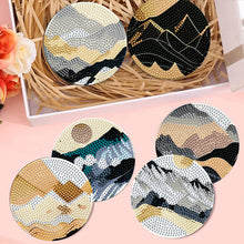 Load image into Gallery viewer, 8Pcs Wooden Mountain Pattern DIY Diamond Painting Coasters Diamond Dot Kits