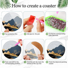 Load image into Gallery viewer, 8Pcs Wooden Mountain Pattern DIY Diamond Painting Coasters Diamond Dot Kits