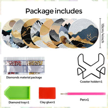 Load image into Gallery viewer, 8Pcs Wooden Mountain Pattern DIY Diamond Painting Coasters Diamond Dot Kits