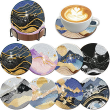 Load image into Gallery viewer, 8Pcs Wooden Mountain Pattern DIY Diamond Painting Coasters Diamond Dot Kits