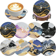 Load image into Gallery viewer, 8Pcs Wooden Mountain Pattern DIY Diamond Painting Coasters Diamond Dot Kits