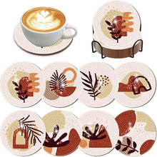 Load image into Gallery viewer, 8Pcs Wooden Simple Leaves DIY Diamond Painting Coasters Diamond Dot Kits