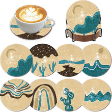 Load image into Gallery viewer, 8Pcs Wooden Ripple DIY Diamond Painting Coasters Diamond Dot Kits for Beginners