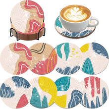 Load image into Gallery viewer, 8Pcs Wooden Simple Pattern DIY Diamond Painting Coasters Diamond Dot Kits