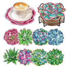Load image into Gallery viewer, 8Pcs Acrylic Succulents Diamond Painting Coasters Diamond Dot Kits for Party