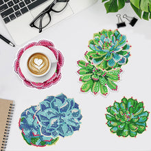 Load image into Gallery viewer, 8Pcs Acrylic Succulents Diamond Painting Coasters Diamond Dot Kits for Party