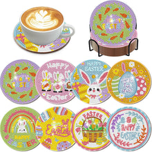 Load image into Gallery viewer, 8Pcs Acrylic Rabbit Diamond Painting Coasters Diamond Dot Kits for Party