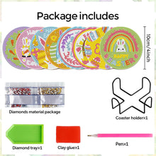 Load image into Gallery viewer, 8Pcs Acrylic Rabbit Diamond Painting Coasters Diamond Dot Kits for Party