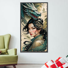 Load image into Gallery viewer, AB Diamond Painting - Full Round - Dragon and oriental classical girl (40*75CM)