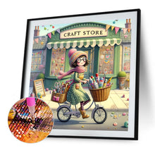 Load image into Gallery viewer, Diamond Painting - Full Round - Bicycle and girl (40*40CM)