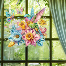 Load image into Gallery viewer, Acrylic Hummingbird 5D DIY Diamond Painting Dots Pendant for Wall Garden Decor