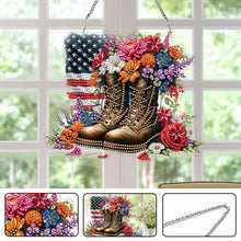 Load image into Gallery viewer, Acrylic Army Boots 5D DIY Diamond Painting Dots Pendant for Wall Garden Decor