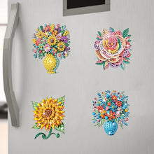 Load image into Gallery viewer, 6Pcs Acrylic Special Shape Flower Fridge Stickers Diamond Painting Fridge Magnet