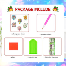 Load image into Gallery viewer, 6Pcs Acrylic Special Shape Flower Fridge Stickers Diamond Painting Fridge Magnet