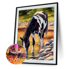 Load image into Gallery viewer, Diamond Painting - Full Round - Black and white horse (30*40CM)
