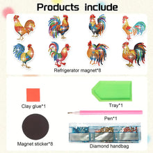 Load image into Gallery viewer, 8Pcs Special Shape Rooster Diamond Painting Fridge Magnet for Fridge Whiteboards