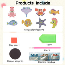 Load image into Gallery viewer, 8Pcs Special Shape Ocean Animals Diamond Painting Fridge Magnet for Home Decor