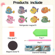 Load image into Gallery viewer, 8Pcs Special Shape Ocean Fish Diamond Painting Fridge Magnet for Home Decor