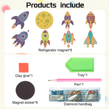 Load image into Gallery viewer, 8Pcs Special Shape Cute Rockets Diamond Painting Fridge Magnet for Home Decor